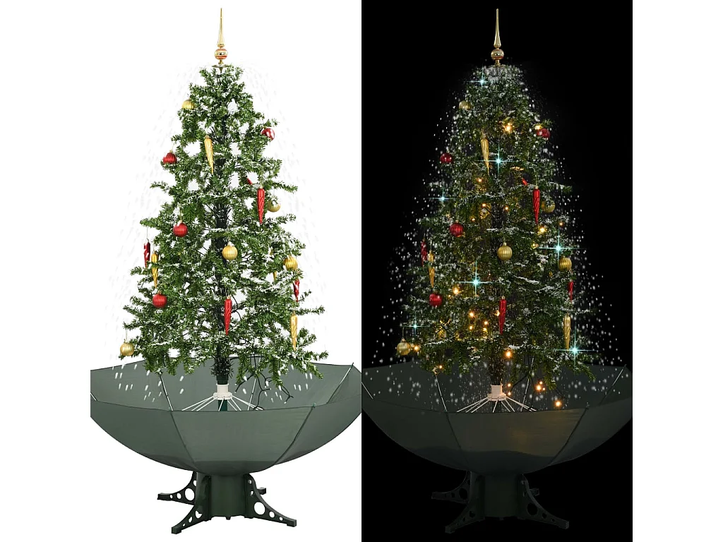 Kerstboom sneeuwend met paraplubasis 170 cm groen