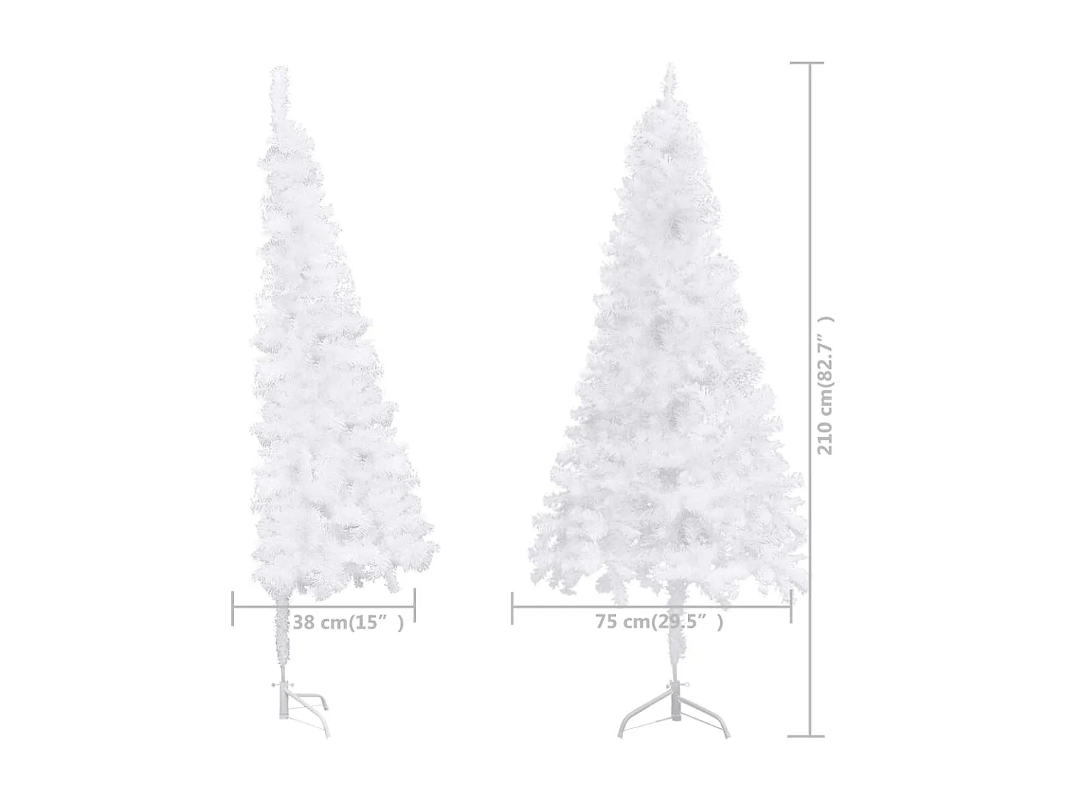 Sapin de Noël artificiel d'angle Blanc 210 cm PVC