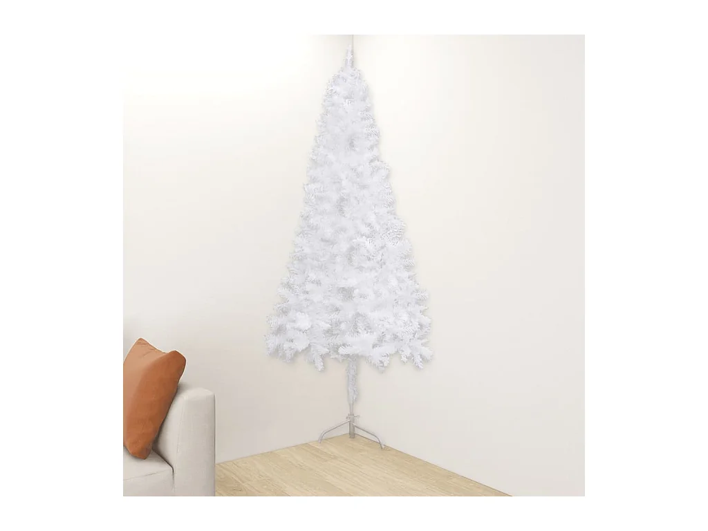 Sapin de Noël artificiel d'angle Blanc 210 cm PVC
