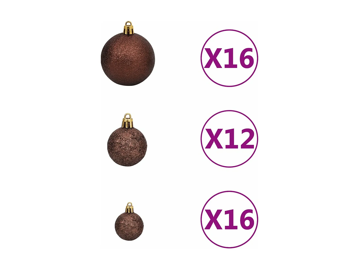 Ensemble de boules de Noël 100 pcs 3/4/6 cm Marron/Bronze/Doré