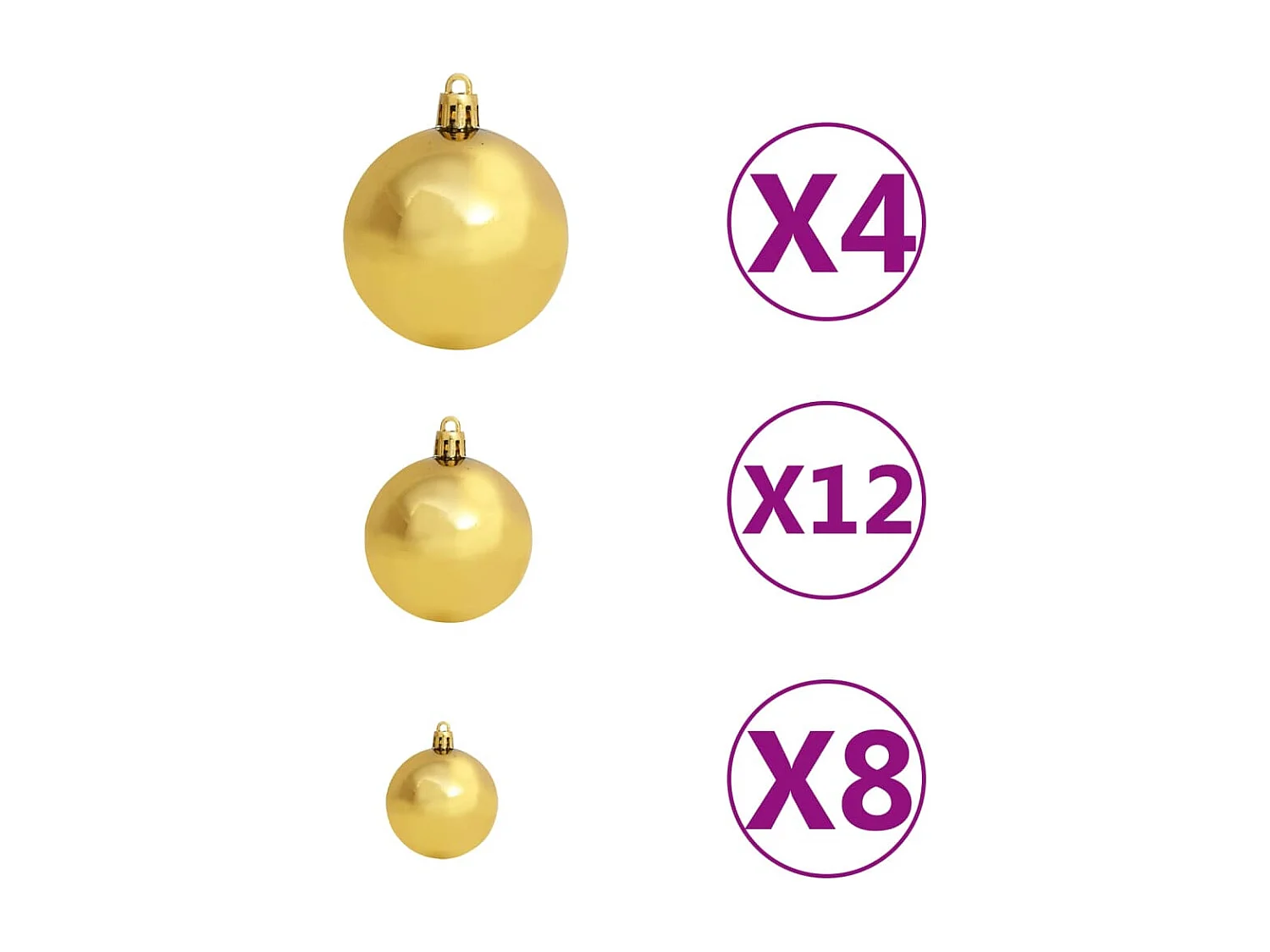 Conjunto bolas de natal 100 pcs 3/4/6cm castanho/bronze/dourado