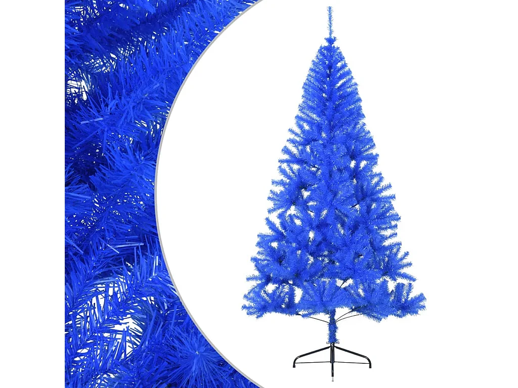 Demi sapin de Noël artificiel avec support Bleu 240 cm PVC