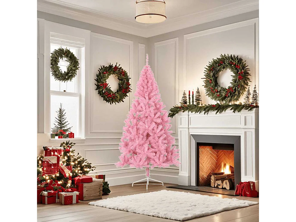 Demi sapin de Noël artificiel avec support Rose 180 cm PVC