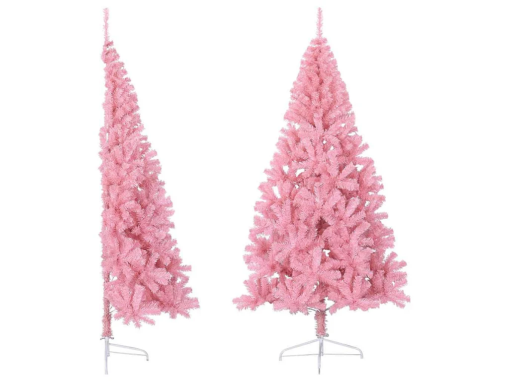 Kunstkerstboom met standaard half 180 cm PVC roze