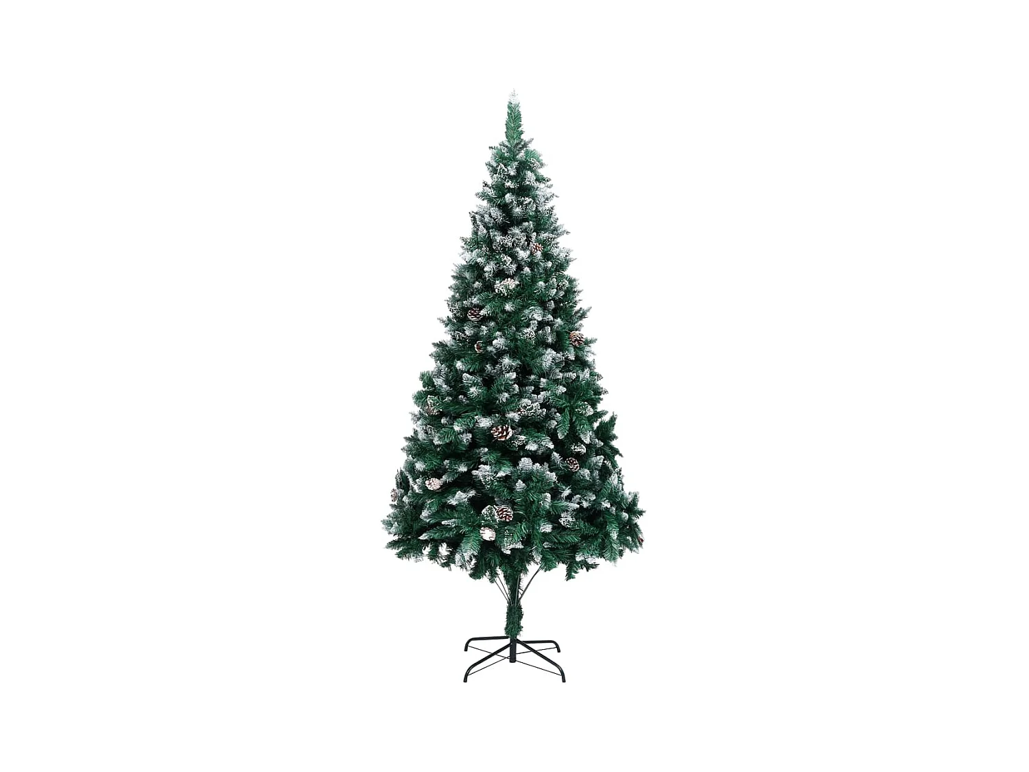 Kunstkerstboom met dennenappels en witte sneeuw 210 cm