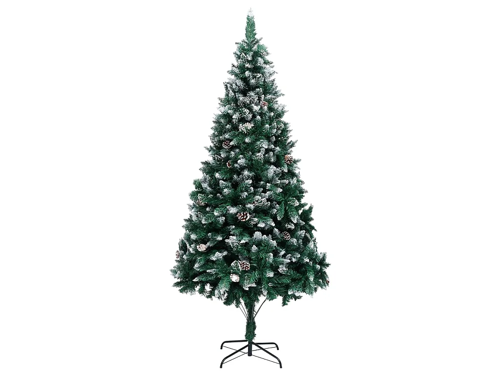 Kunstkerstboom met dennenappels en witte sneeuw 210 cm