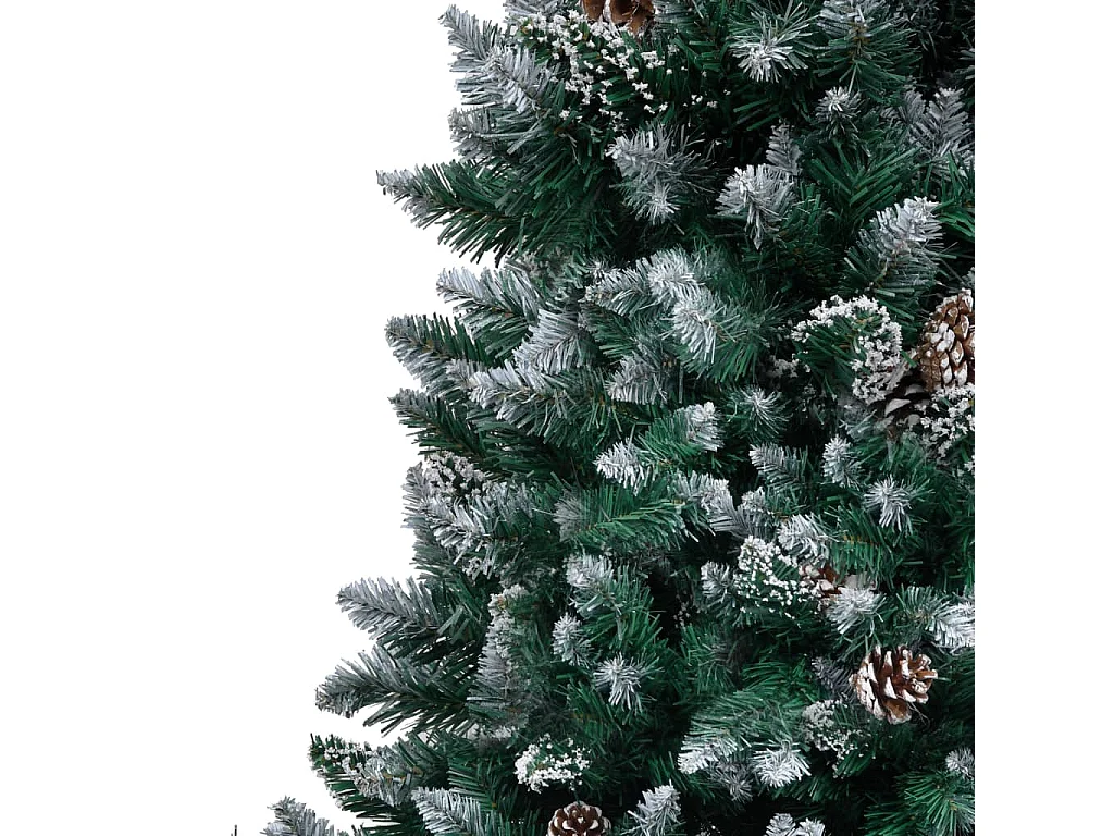 Kunstkerstboom met dennenappels en witte sneeuw 210 cm