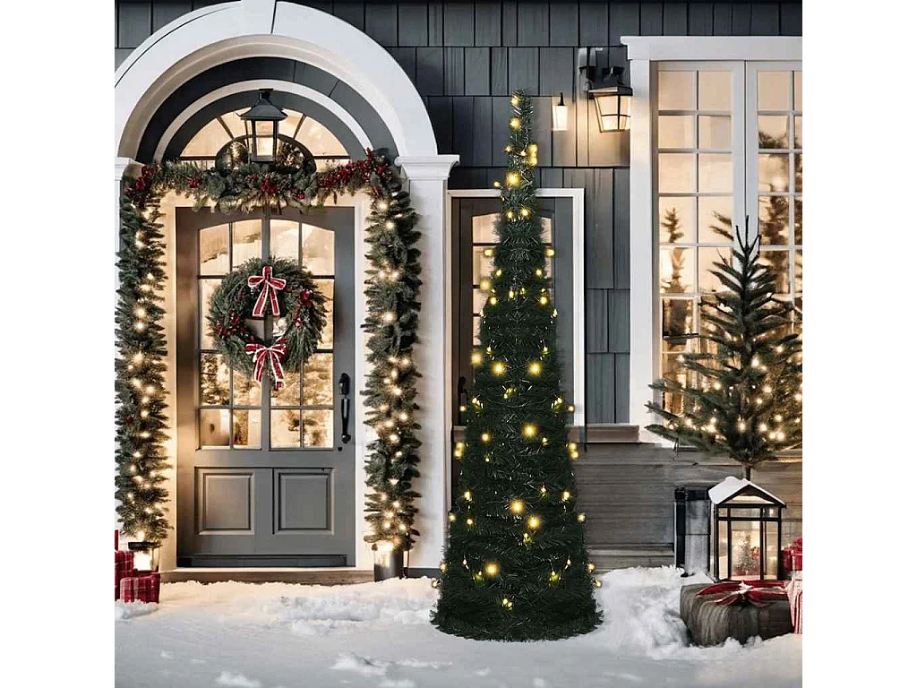 Sapin de Noël artificiel pré-éclairé avec guirlandes vert 150cm