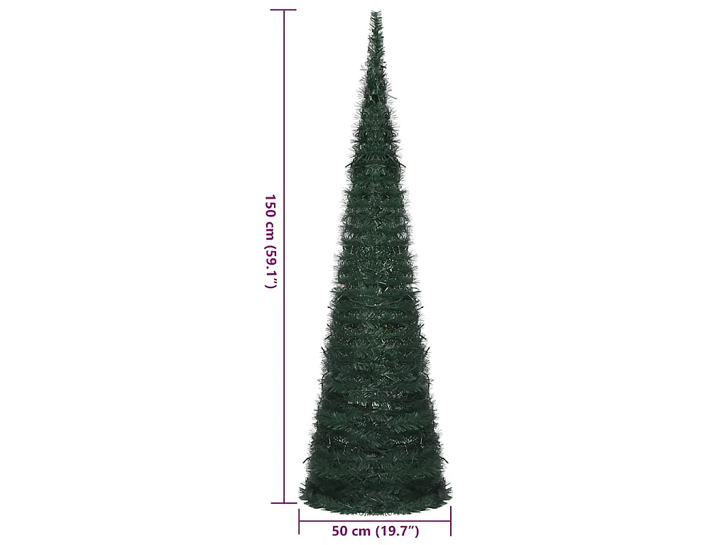 Árbol de Navidad emergente preiluminado con luces verde 150 cm