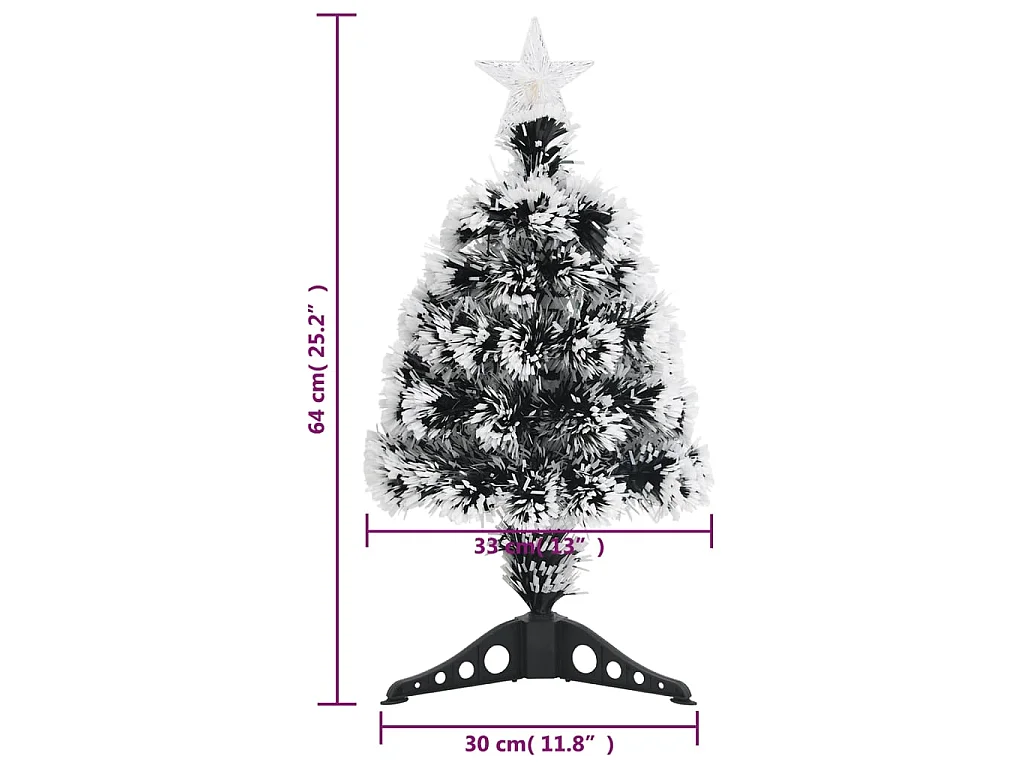Árvore de Natal pré-iluminada 64 cm fibra ótica verde e branco