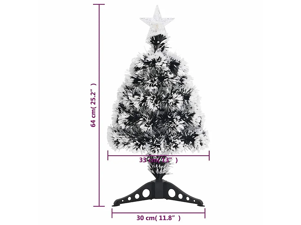 Kerstboom met LED 64 cm glasvezel groen en wit