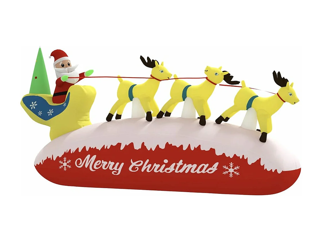Aufblasbarer Weihnachtsmann mit Rentieren LED 145 cm