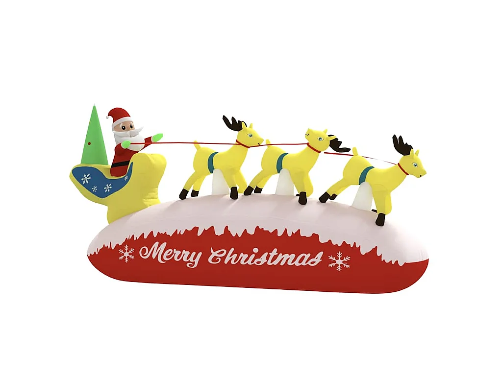 Kerstdecoratie kerstman en rendieren opblaasbaar LED 145 cm