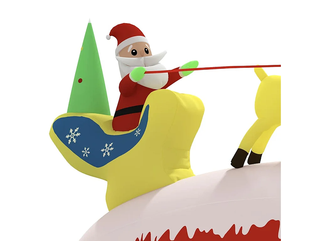 Kerstdecoratie kerstman en rendieren opblaasbaar LED 145 cm