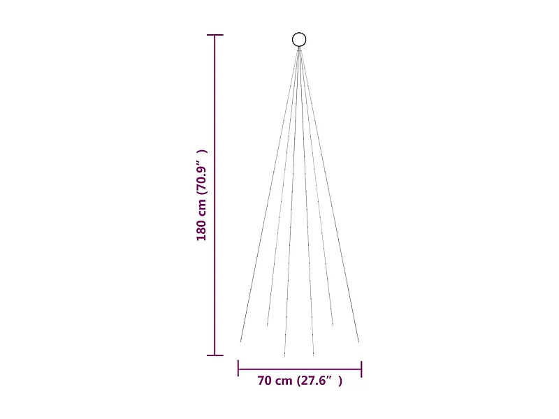 LED-Weihnachtsbaum für Fahnenmast Warmweiß 108 LEDs 180 cm