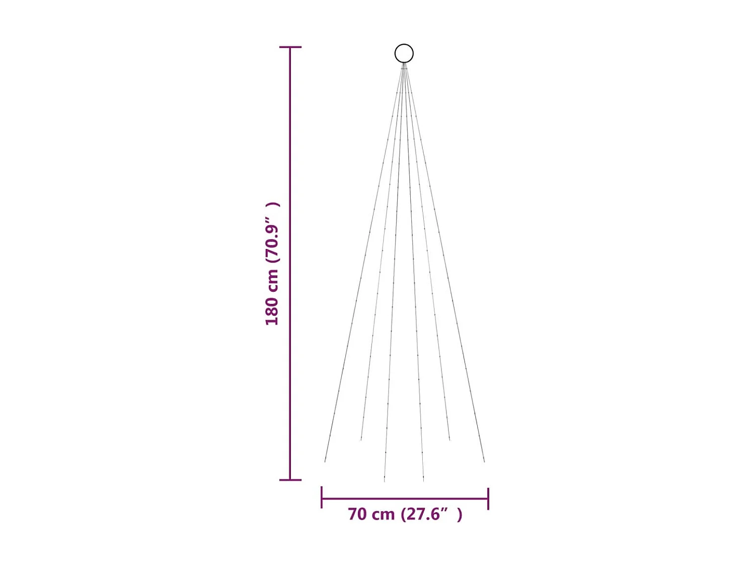 Albero di Natale Pennone Bianco Caldo 108 LED 180 cm