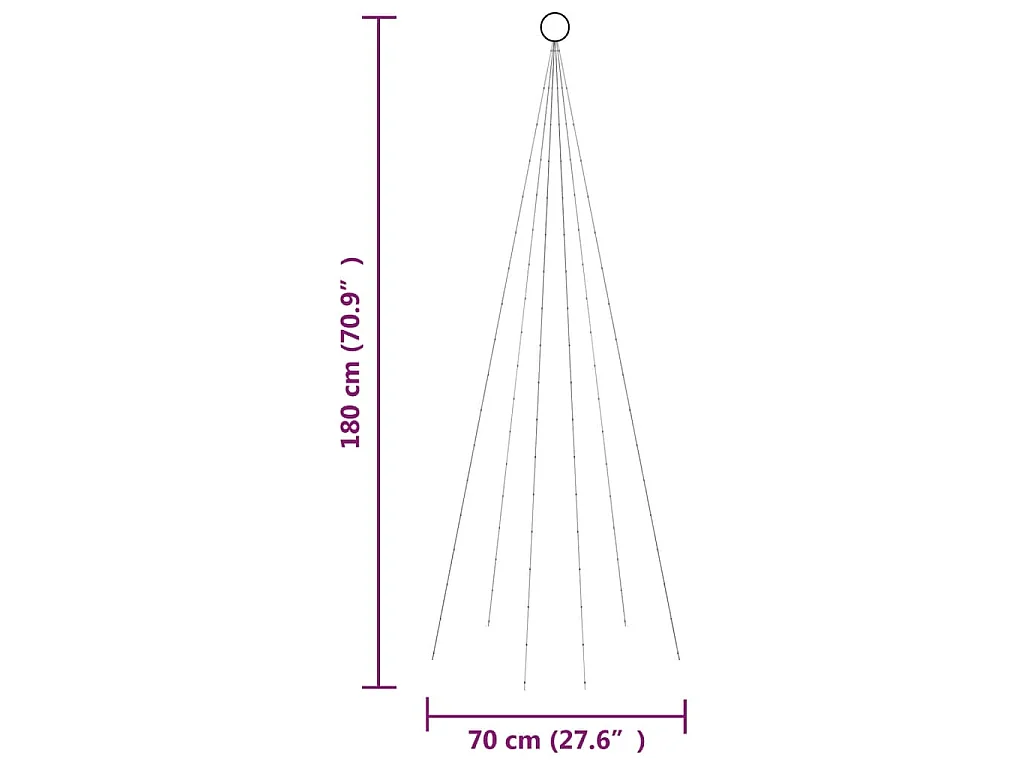 Sapin de Noël sur mât de drapeau 108 LED Blanc chaud 180 cm