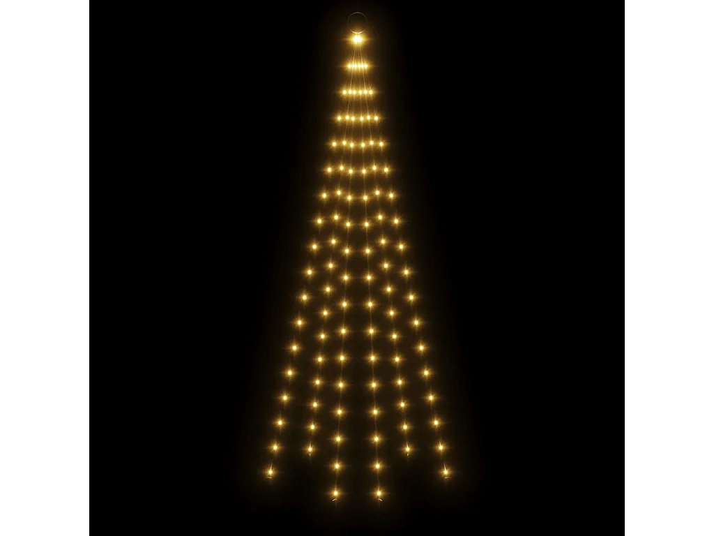 Sapin de Noël sur mât de drapeau 108 LED Blanc chaud 180 cm