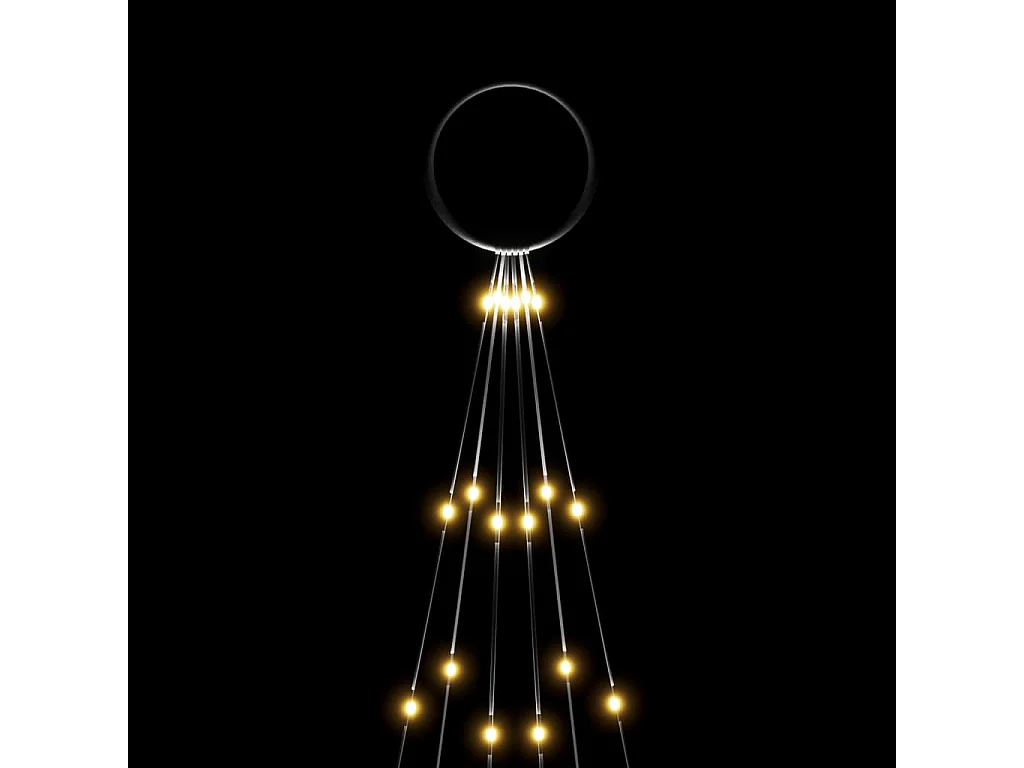 Sapin de Noël sur mât de drapeau 108 LED Blanc chaud 180 cm