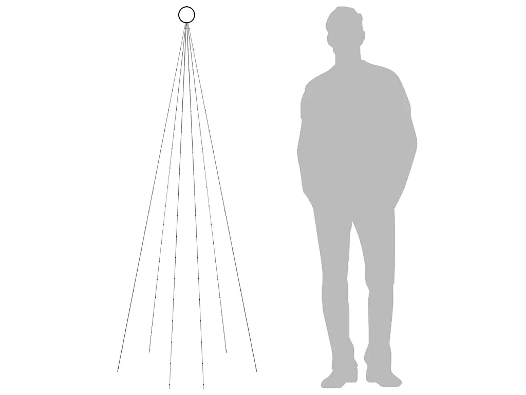 Sapin de Noël sur mât de drapeau 108 LED Blanc chaud 180 cm