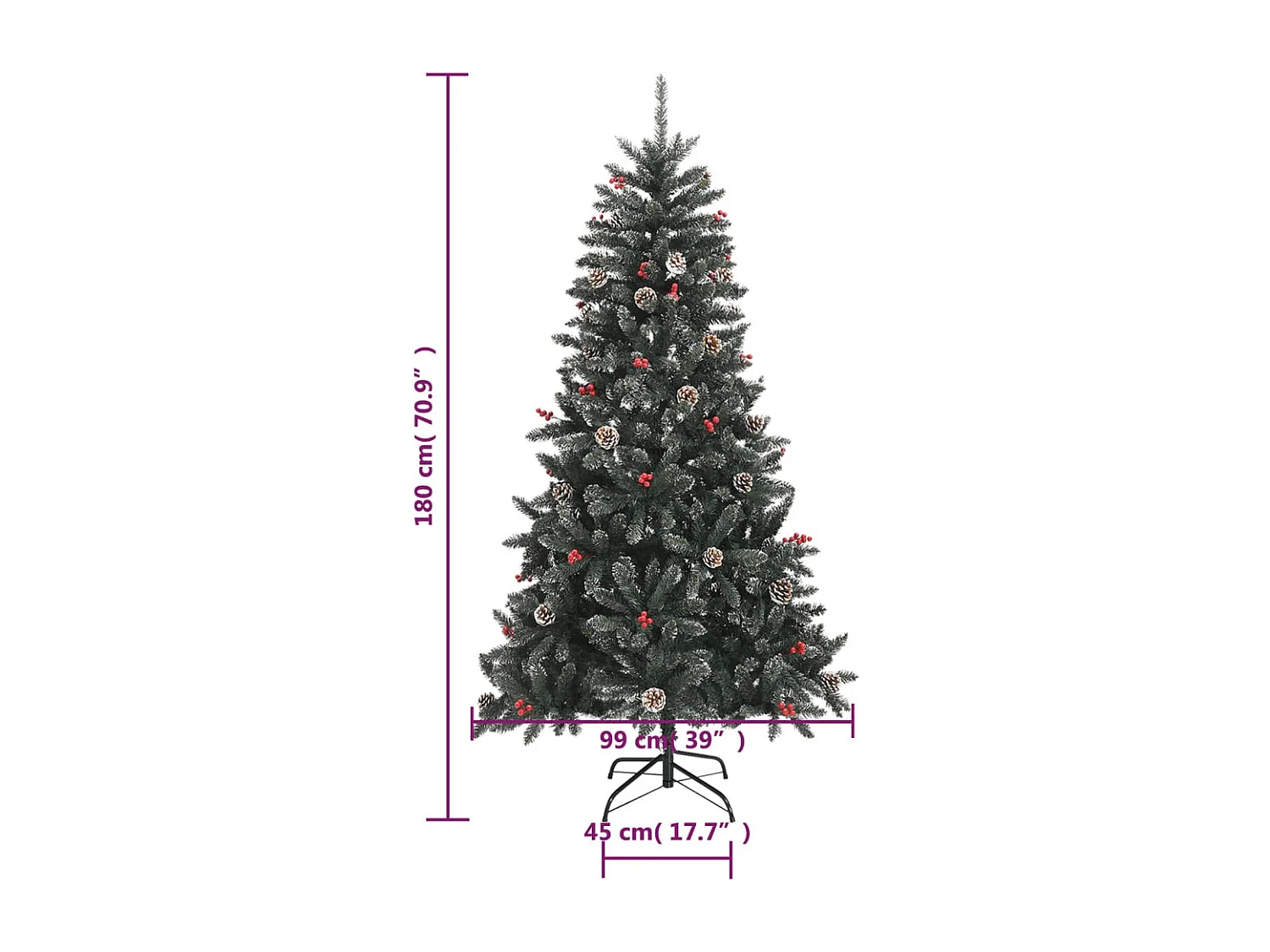Sapin de Noël artificiel avec support Vert 180 cm PVC