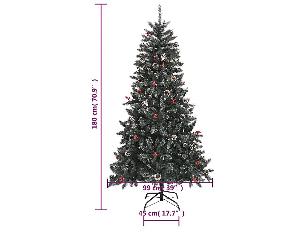 Árvore de Natal artificial com suporte 180 cm PVC verde