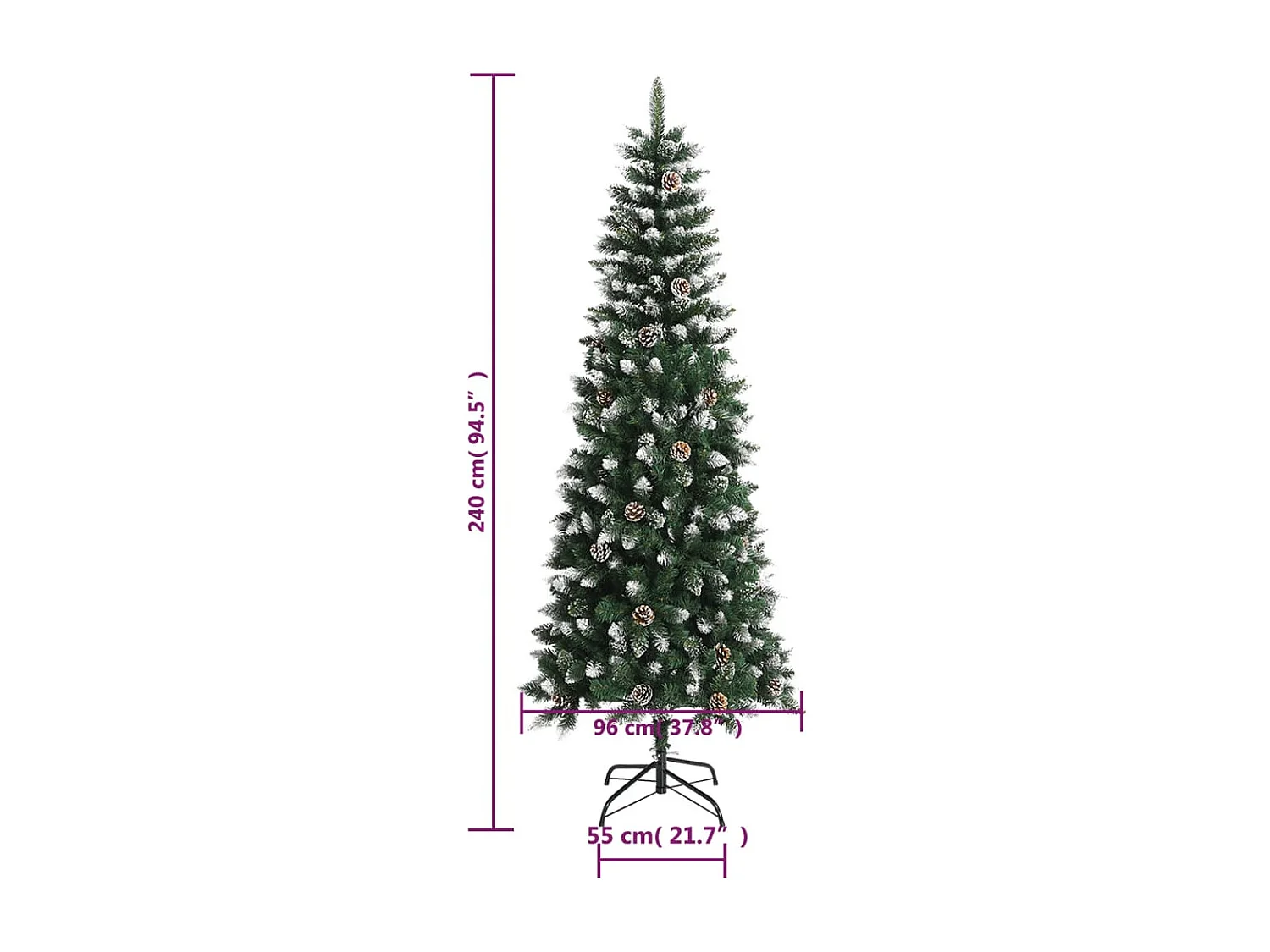 Sapin de Noël artificiel avec support Vert 240 cm PVC