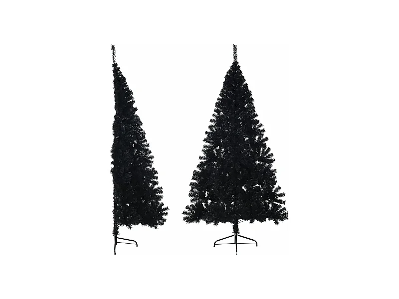 Demi sapin de Noël artificiel avec support Noir 210 cm PVC