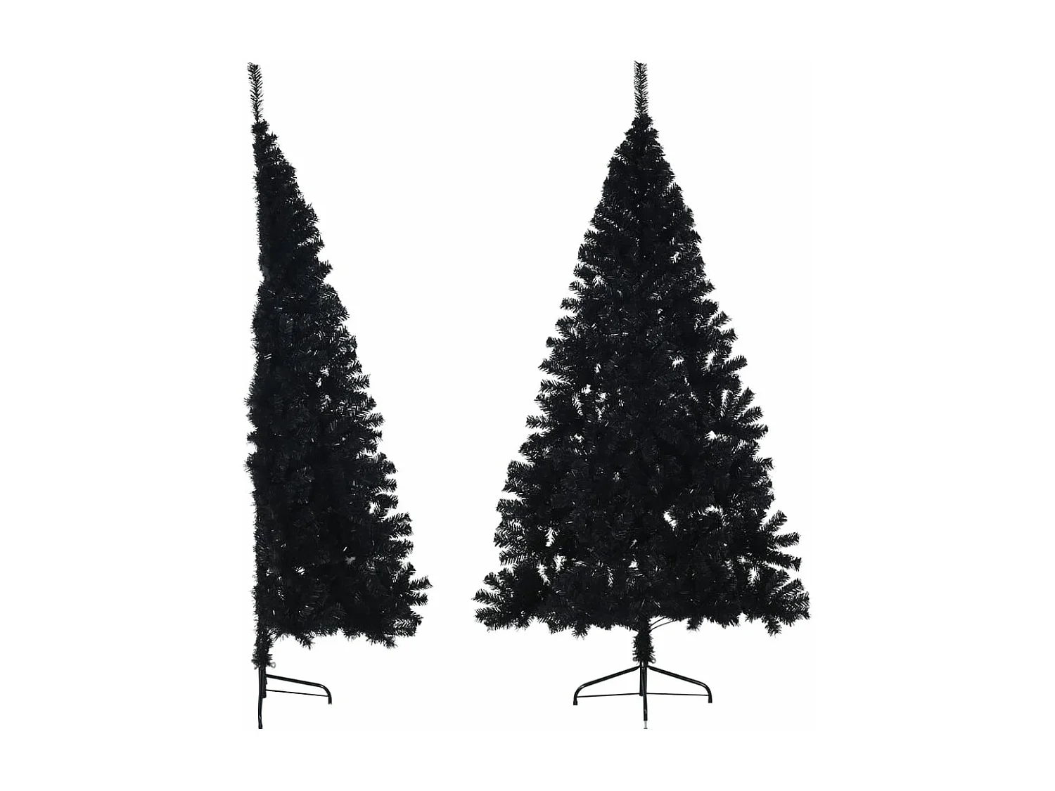 Kunstkerstboom met standaard half 210 cm PVC zwart