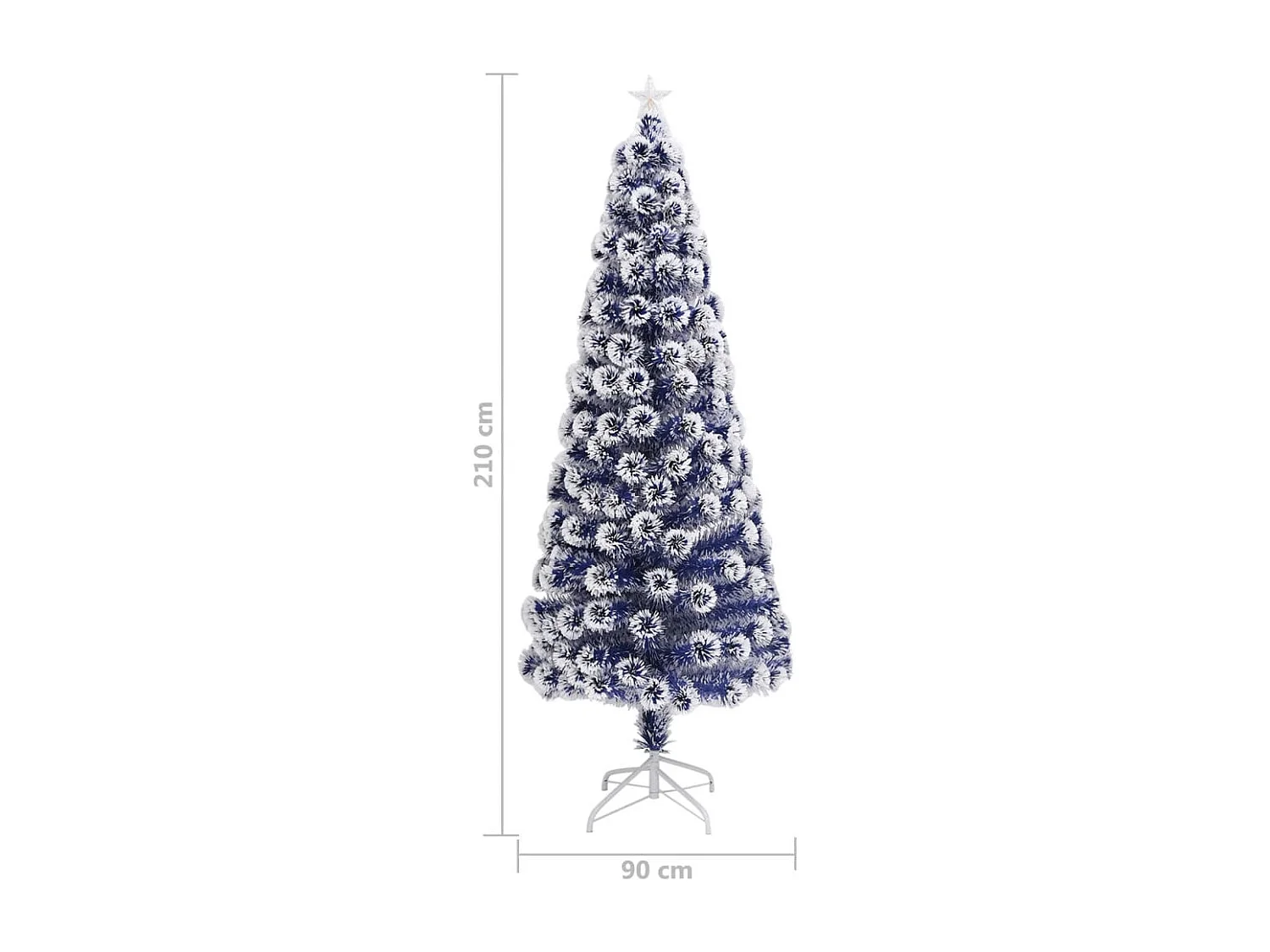 Kunstkerstboom met verlichting 210 cm glasvezel wit en blauw