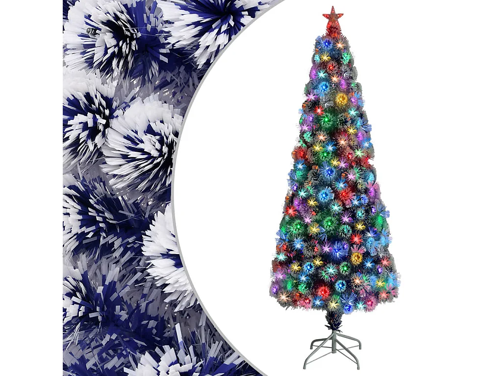 Arbre de Noël artificiel pré-éclairé blanc/bleu fibre optique