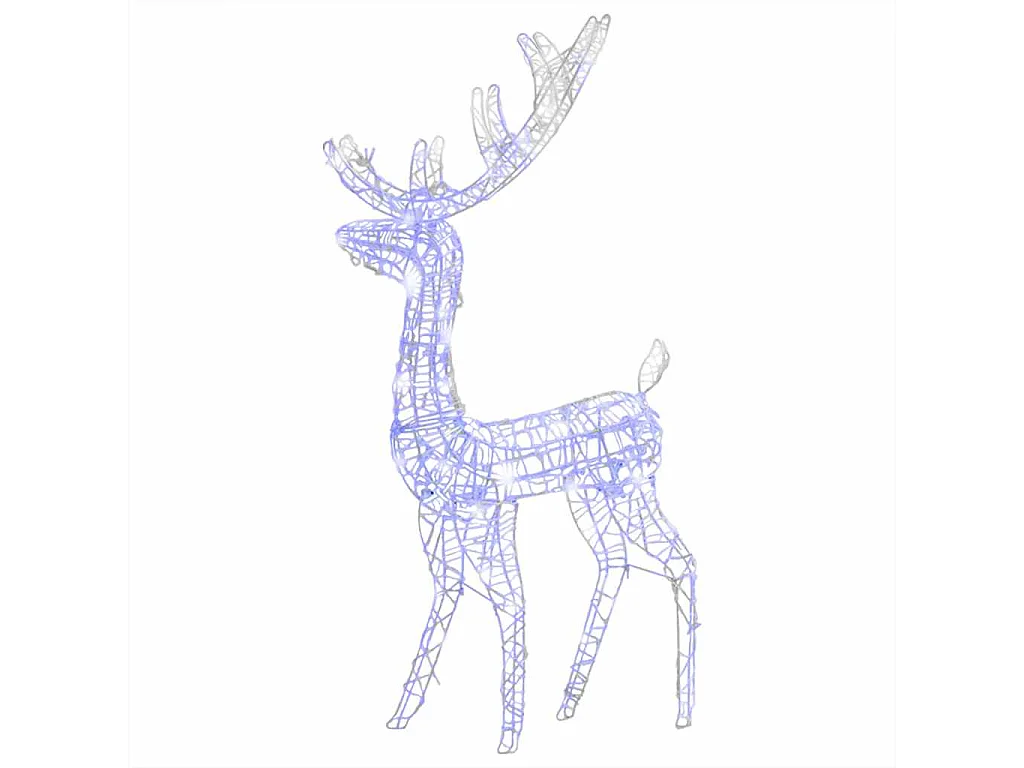 Renne de décoration de Noël Acrylique 140 LED bleues 128 cm