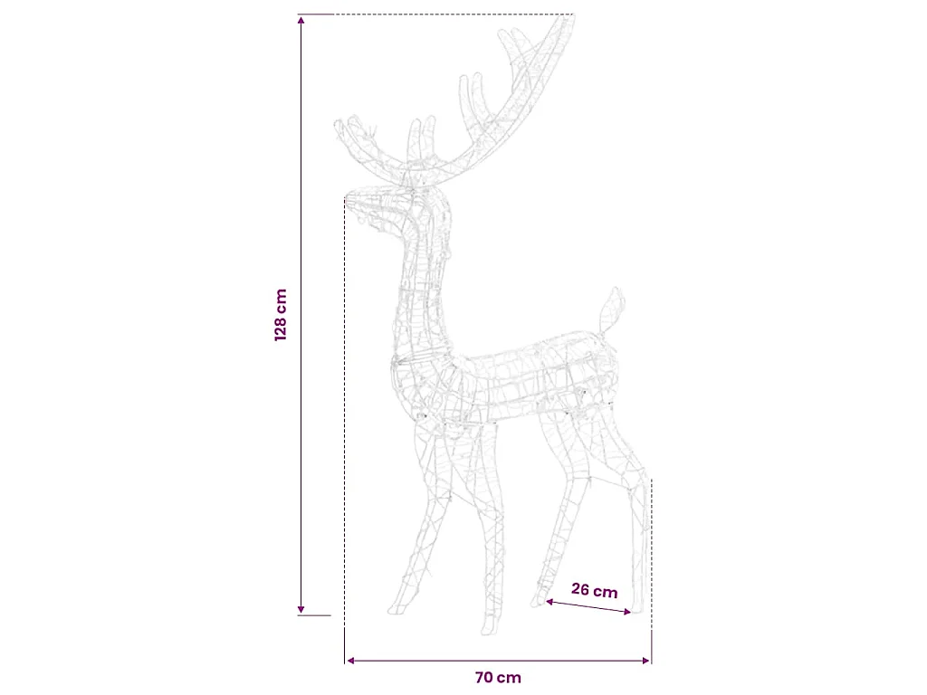 Adorno de reno de Navidad acrílico azul 140 LEDs 128 cm