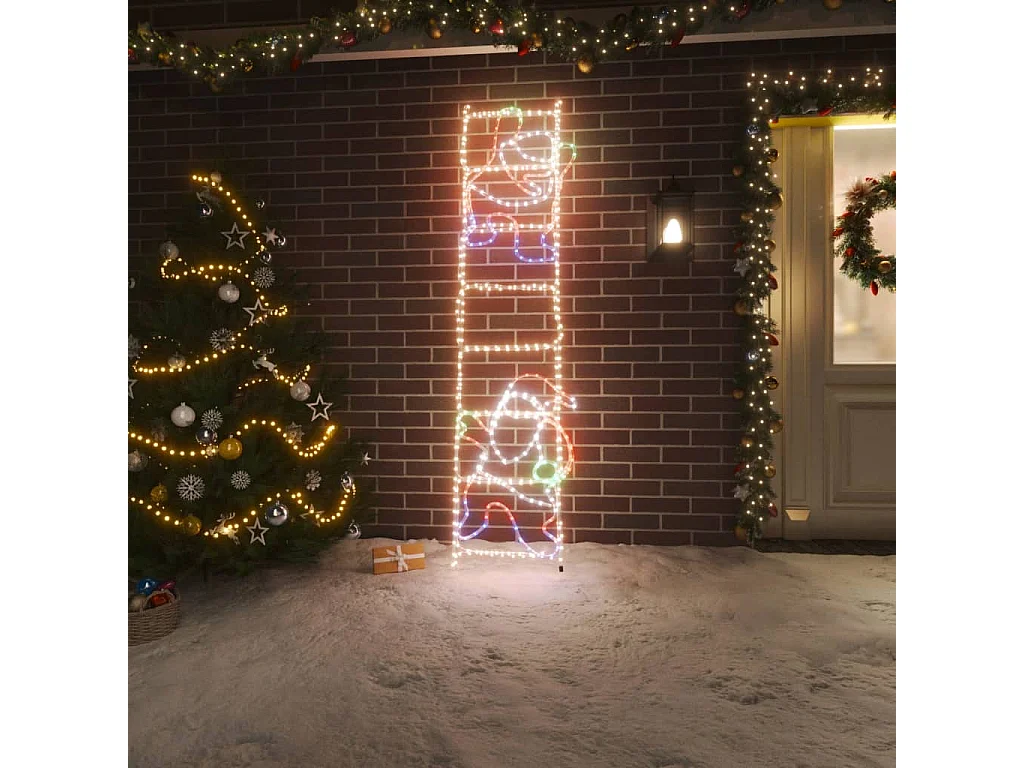Kerstfiguur kerstman op ladder opvouwbaar 552 LED's 50x200 cm