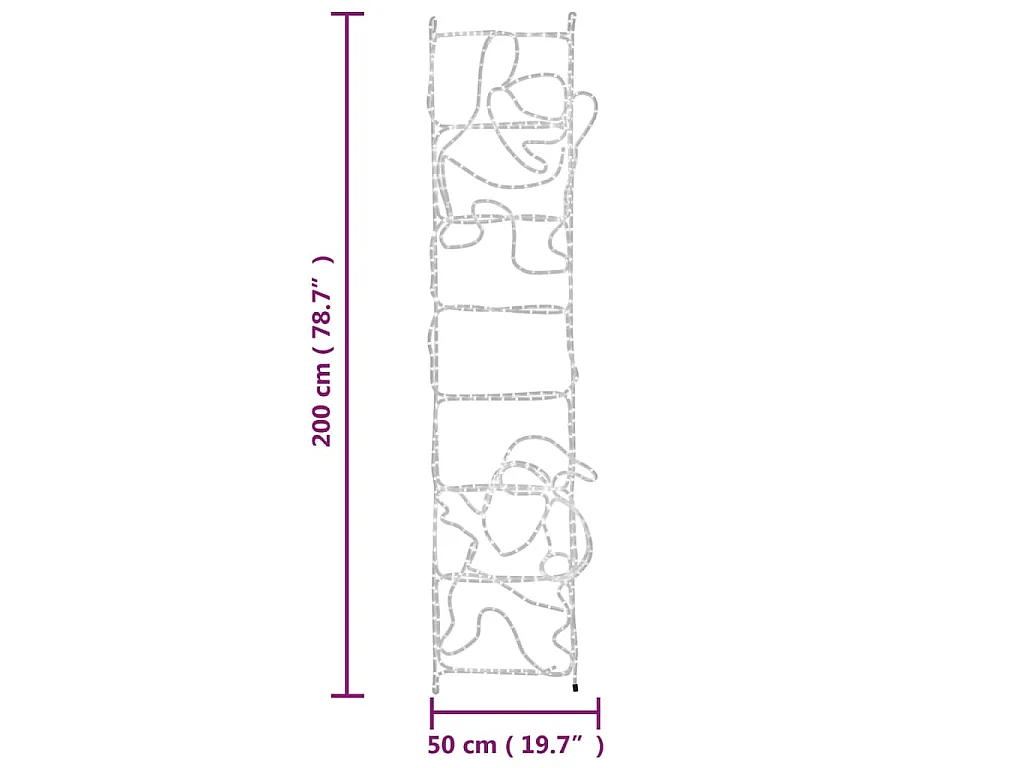 Kerstfiguur kerstman op ladder opvouwbaar 552 LED's 50x200 cm