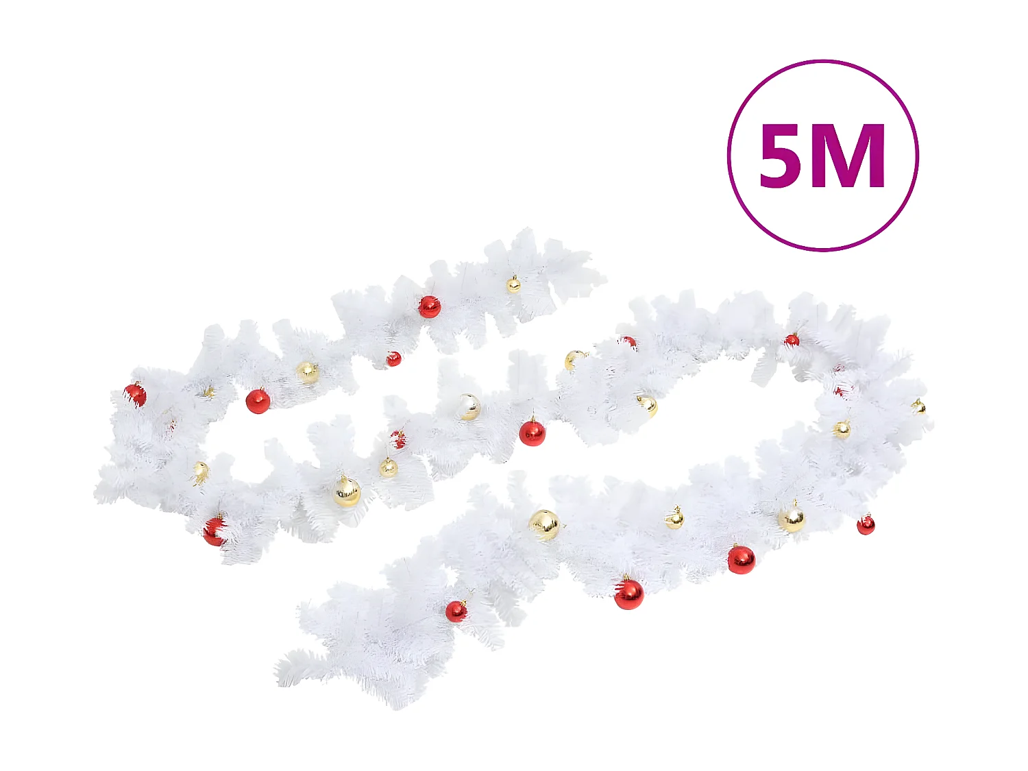 Kerstslinger versierd met kerstballen 5 m wit