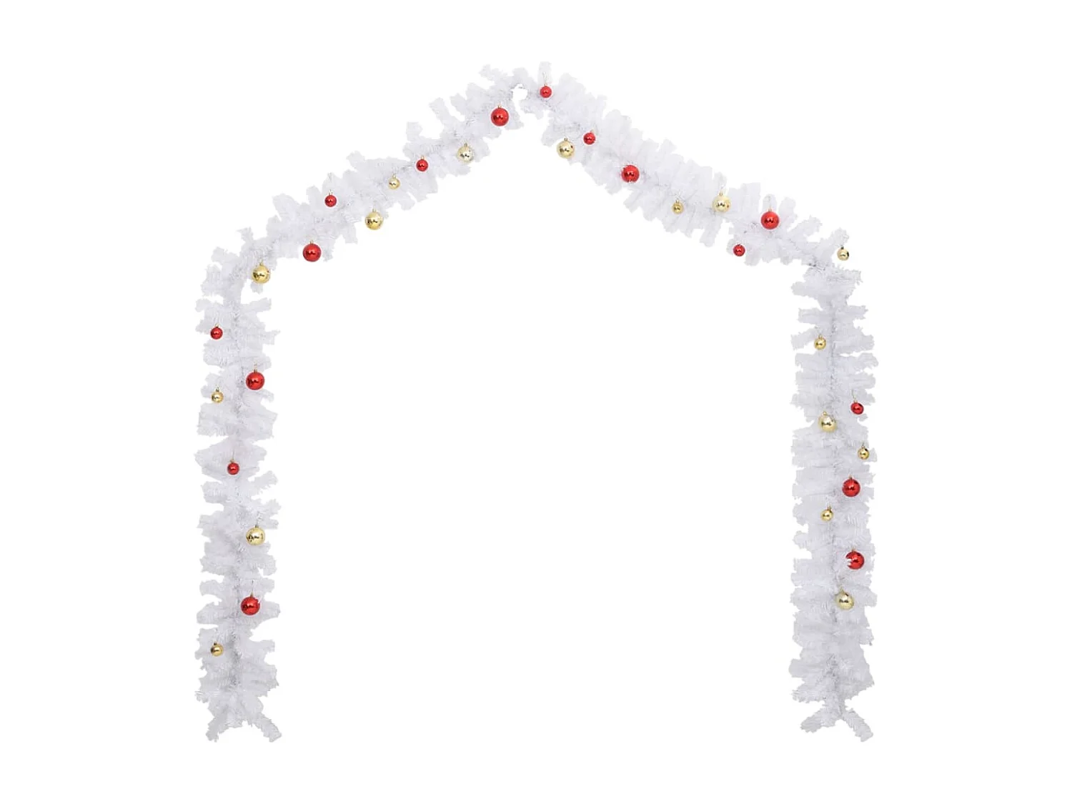 Kerstslinger versierd met kerstballen 5 m wit