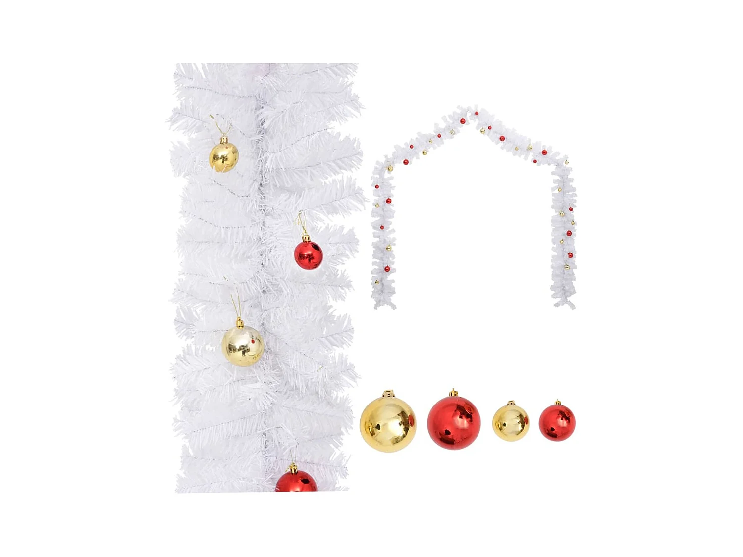 Kerstslinger versierd met kerstballen 5 m wit