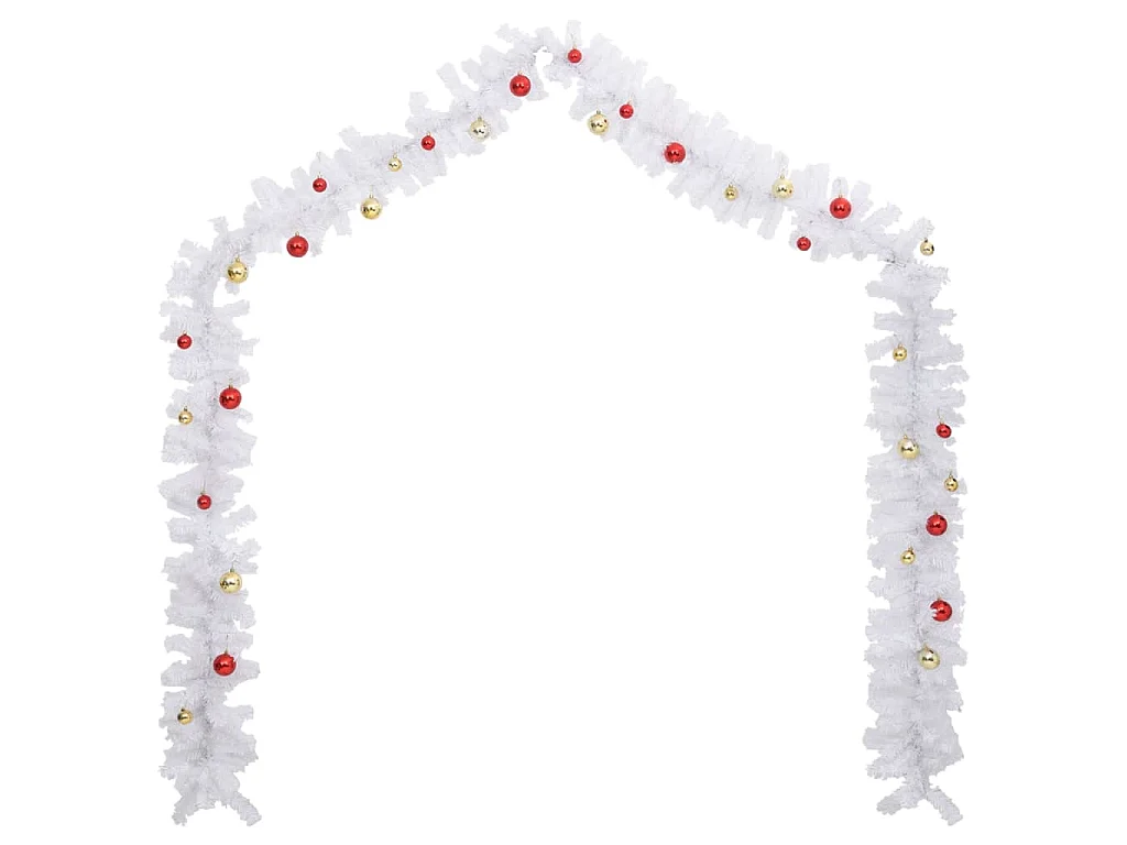 Guirnalda de Navidad decorada con bolas blanco 5 m