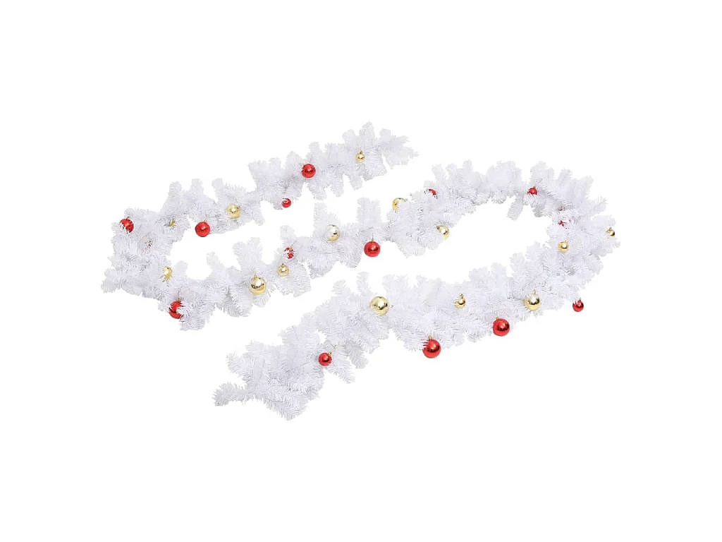 Guirnalda de Navidad decorada con bolas blanco 5 m