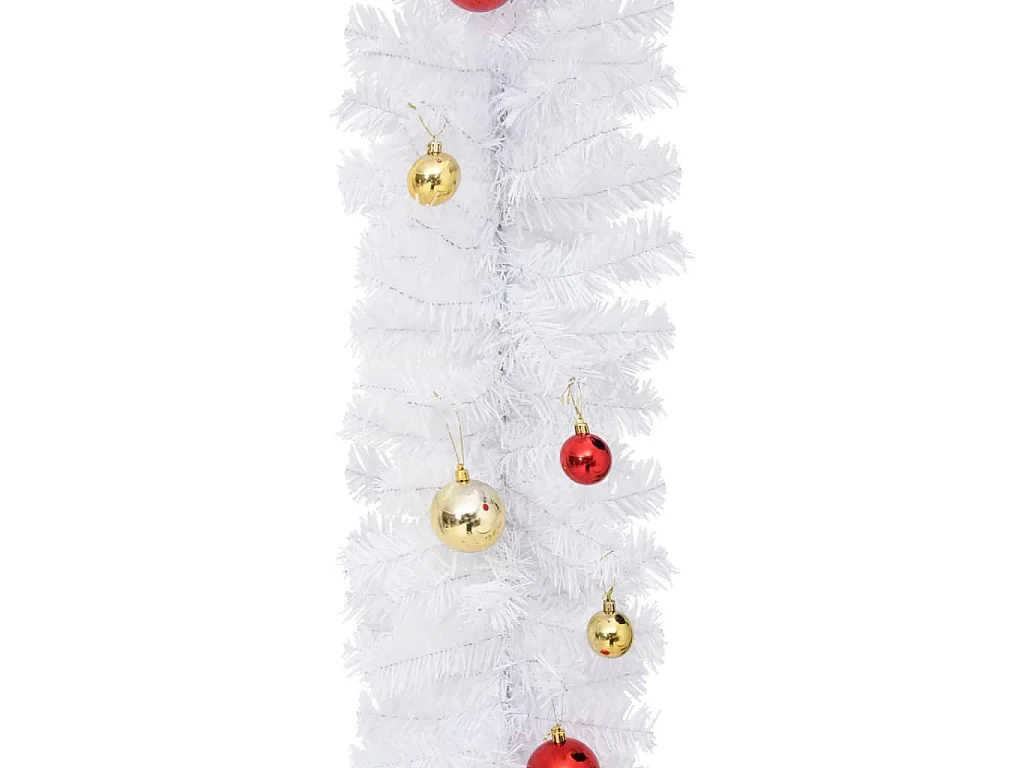 Guirnalda de Navidad decorada con bolas blanco 5 m