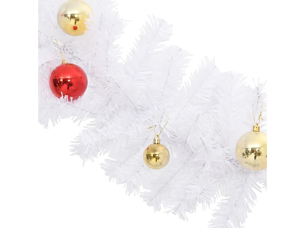 Guirnalda de Navidad decorada con bolas blanco 5 m