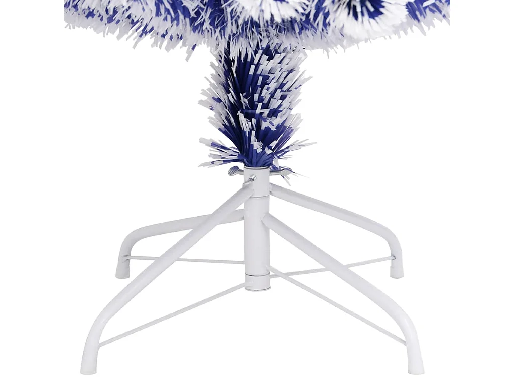 Albero Natale Preilluminato Bianco e Blu 150 cm in Fibra Ottica