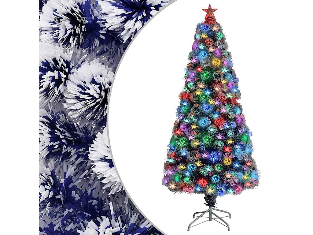 Kunstkerstboom met verlichting 150 cm glasvezel wit en blauw