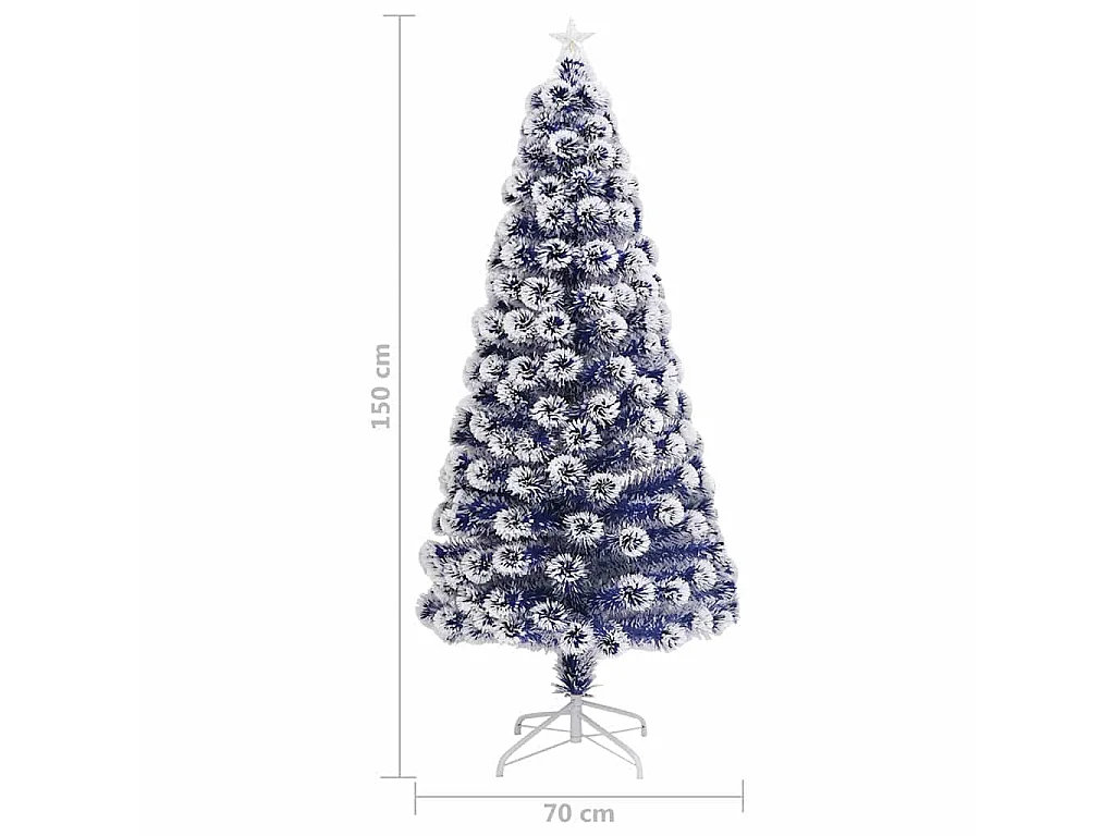 Kunstkerstboom met verlichting 150 cm glasvezel wit en blauw