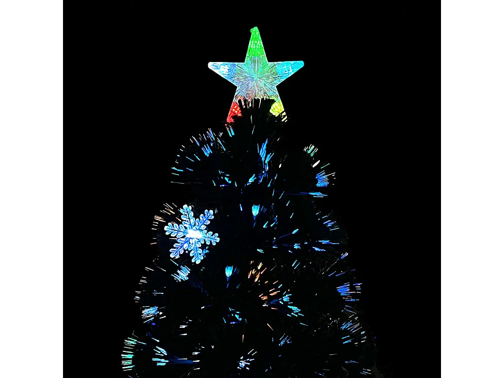 Árvore de Natal com flocos de neve LED 150 cm fibra ótica preto