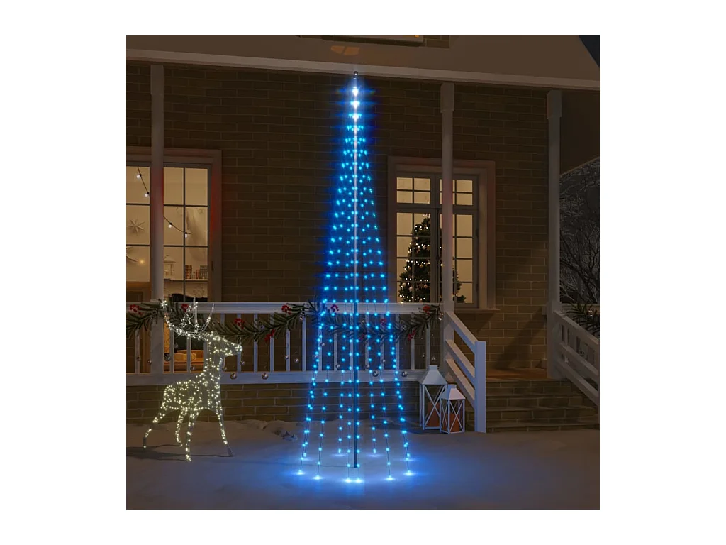 Sapin de Noël sur mât de drapeau 310 LED Bleues 300 cm