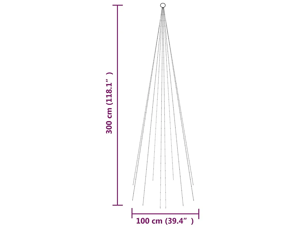 Sapin de Noël sur mât de drapeau 310 LED Bleues 300 cm