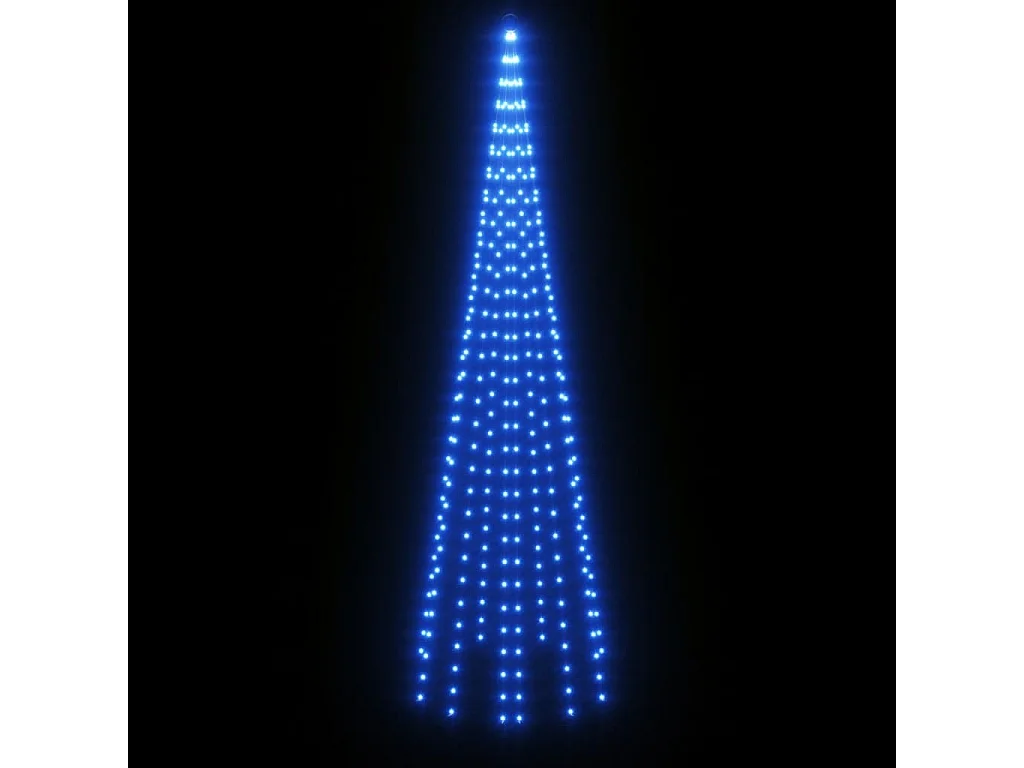 Sapin de Noël sur mât de drapeau 310 LED Bleues 300 cm