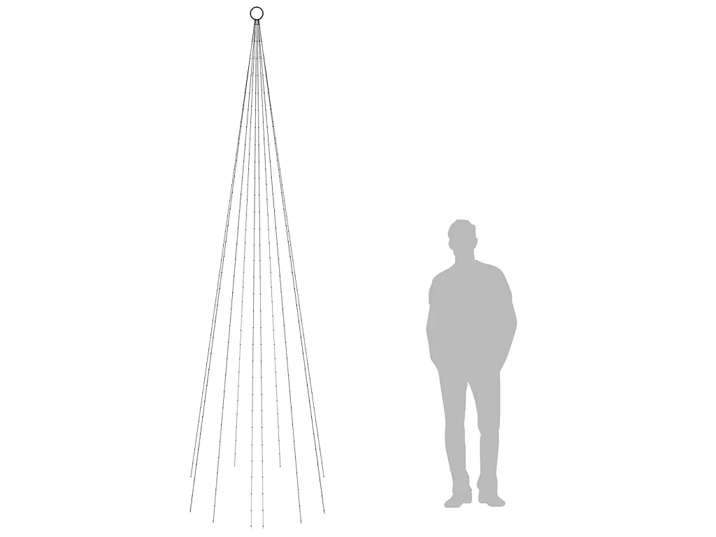 Sapin de Noël sur mât de drapeau 310 LED Bleues 300 cm